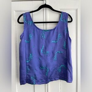 Mary Jane Artwear Silk Purple and Teal Women's Top Handpainted Arttowear OS